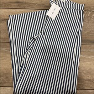 Frame Navy and White Striped Pants